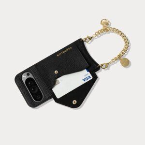 Bandolier Black Leather Phone Case + Wristlet + Adjustable Strap Pixel 9XL Pro
